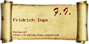 Fridrich Inge névjegykártya